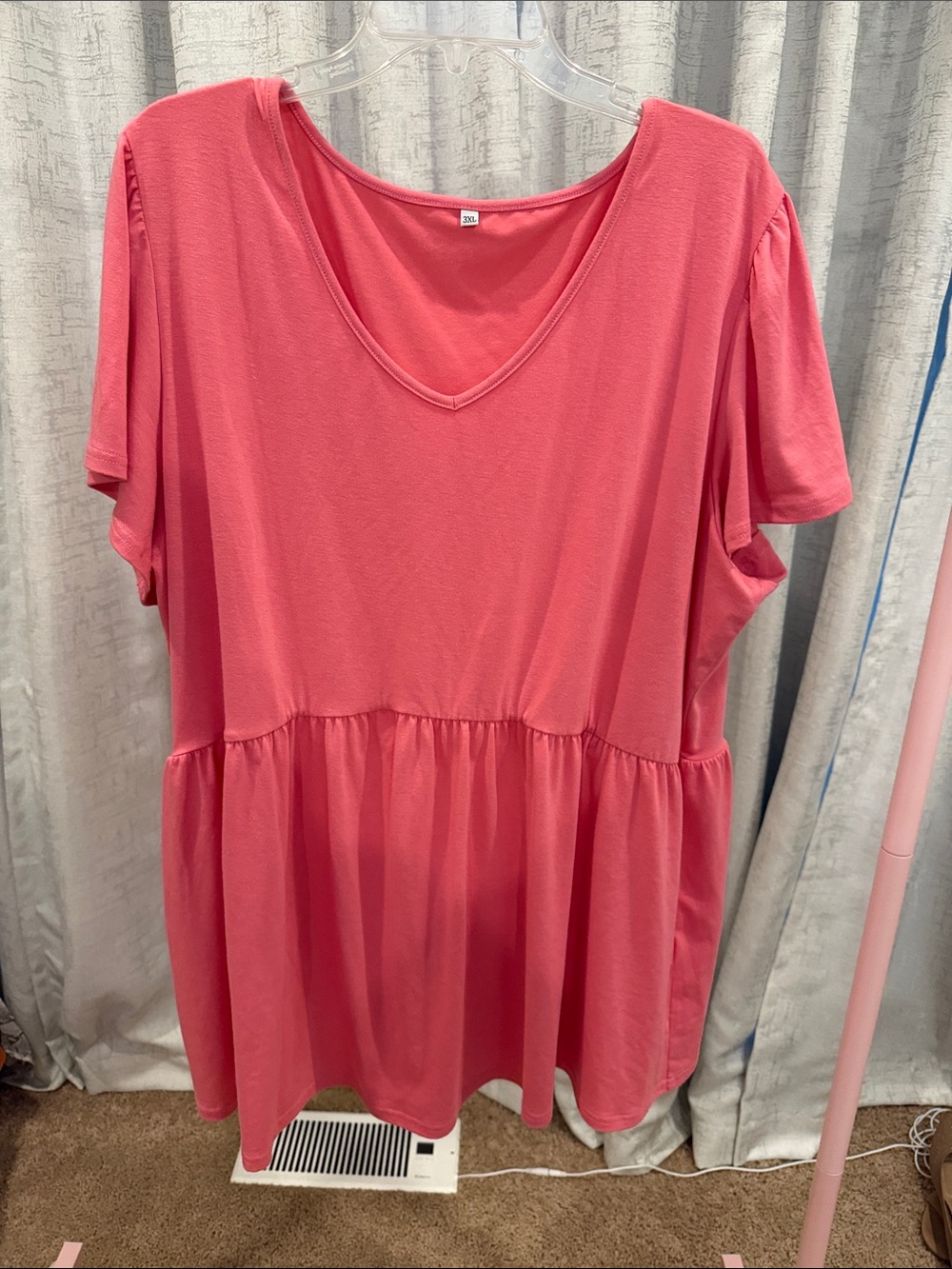 Women's V-Neck Babydoll Top - Pink